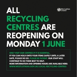 Recycling Centres to open Monday 1 June Icon