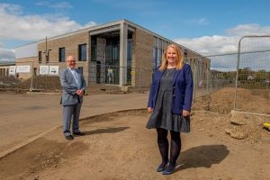 Cllr David Dodds with Calderwood Headteacher Sarah Burton