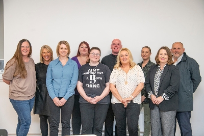 Those who have completed the Women N2 Work course with Cllr Kirsteen Sullivan, second from right, and some of the staff involved in delivering the course.