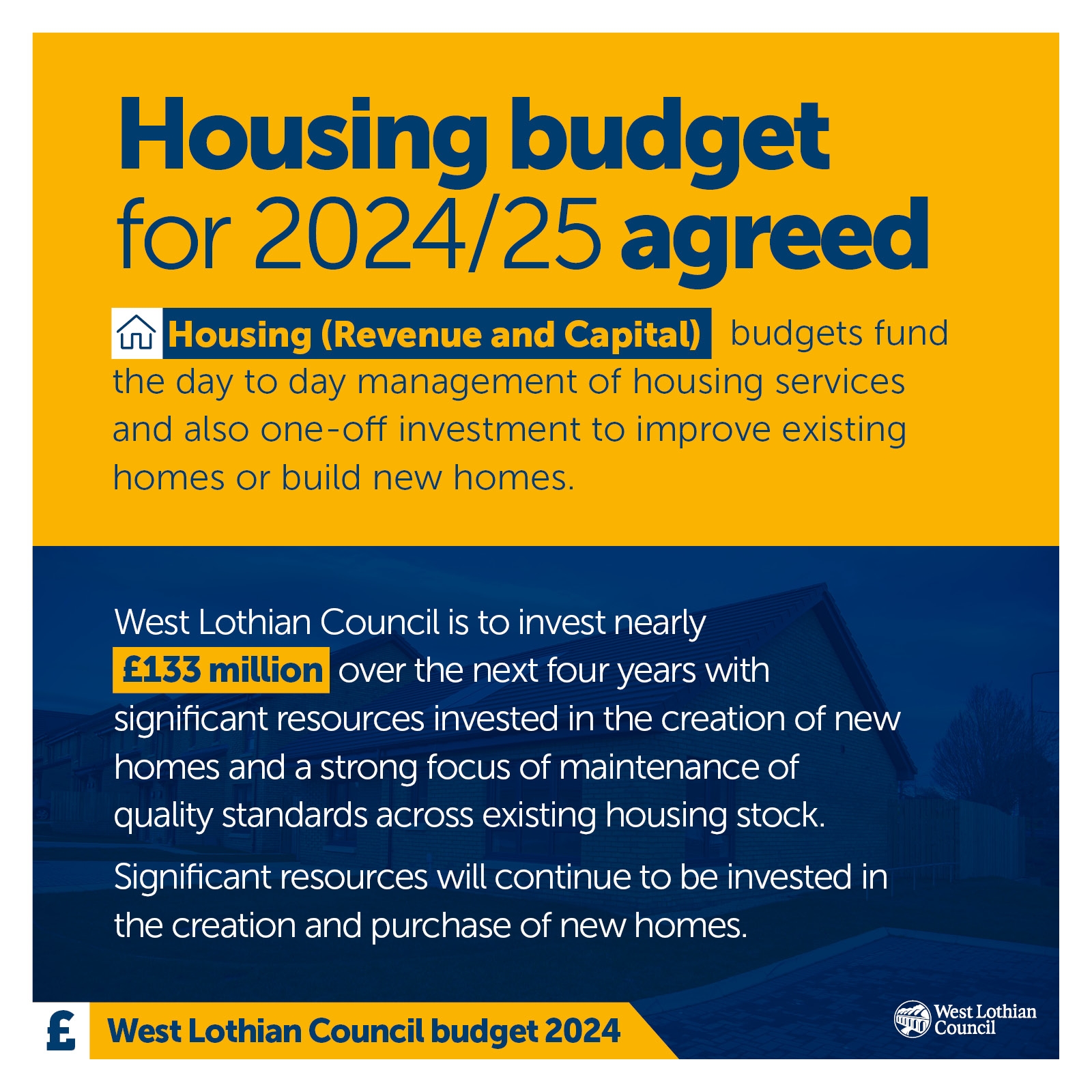 West Lothian Council to invest nearly £133 million in housing over the next four years  Icon