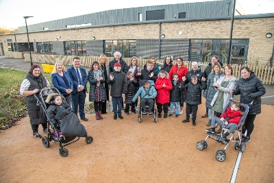 Staff and pupils at Beatlie Campus with their awards and Councillor Fitzpatrick and McGuire